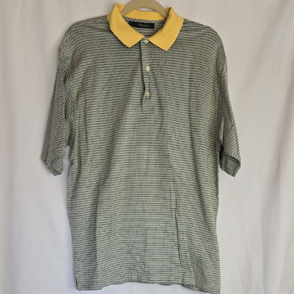 Bobby Jones Yellow And Navy Pattern Golf Polo Shirt In Size Large